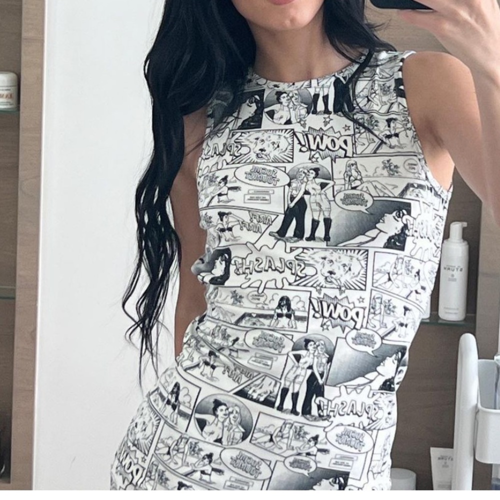 NWT Social Tourist Backless Pop Art Mini Dress